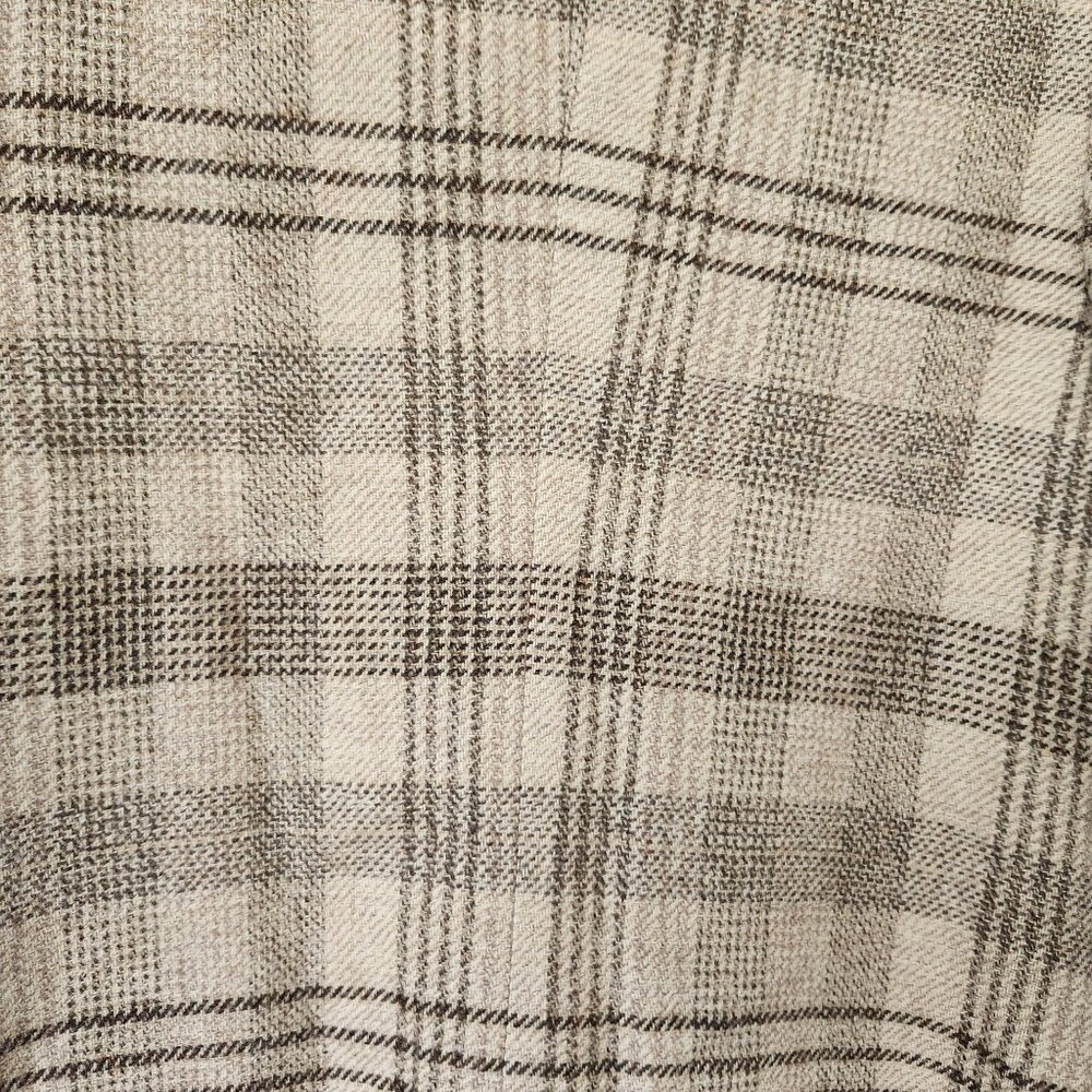 Austin Hill Beige Brown Plaid 100% Wool Blazer Jacket Preppy Winter Work Office - Picture 7 of 12
